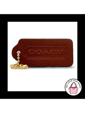 VINTAGE COACH Mahogany Brown Glovetanned Leather Bag Charm Keychain Hang Tag